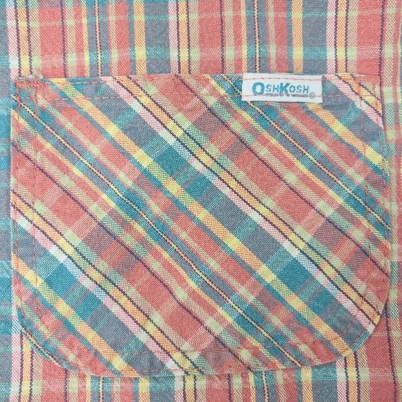 VTG OshKosh B'Gosh Plaid Jumper Dress Size 6 Pink Yellow Green - Picture 5 of 5